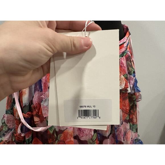 Mac Duggal 68076 Multicolor Ruffled Cut Out Sleeveless Gown Sz 10 - Picture 7 of 8